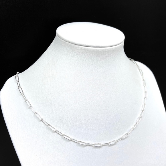 18” Sterling Silver Paperclip Chain Link Necklace Solid 925 Italy Paper Clip - Picture 9 of 9
